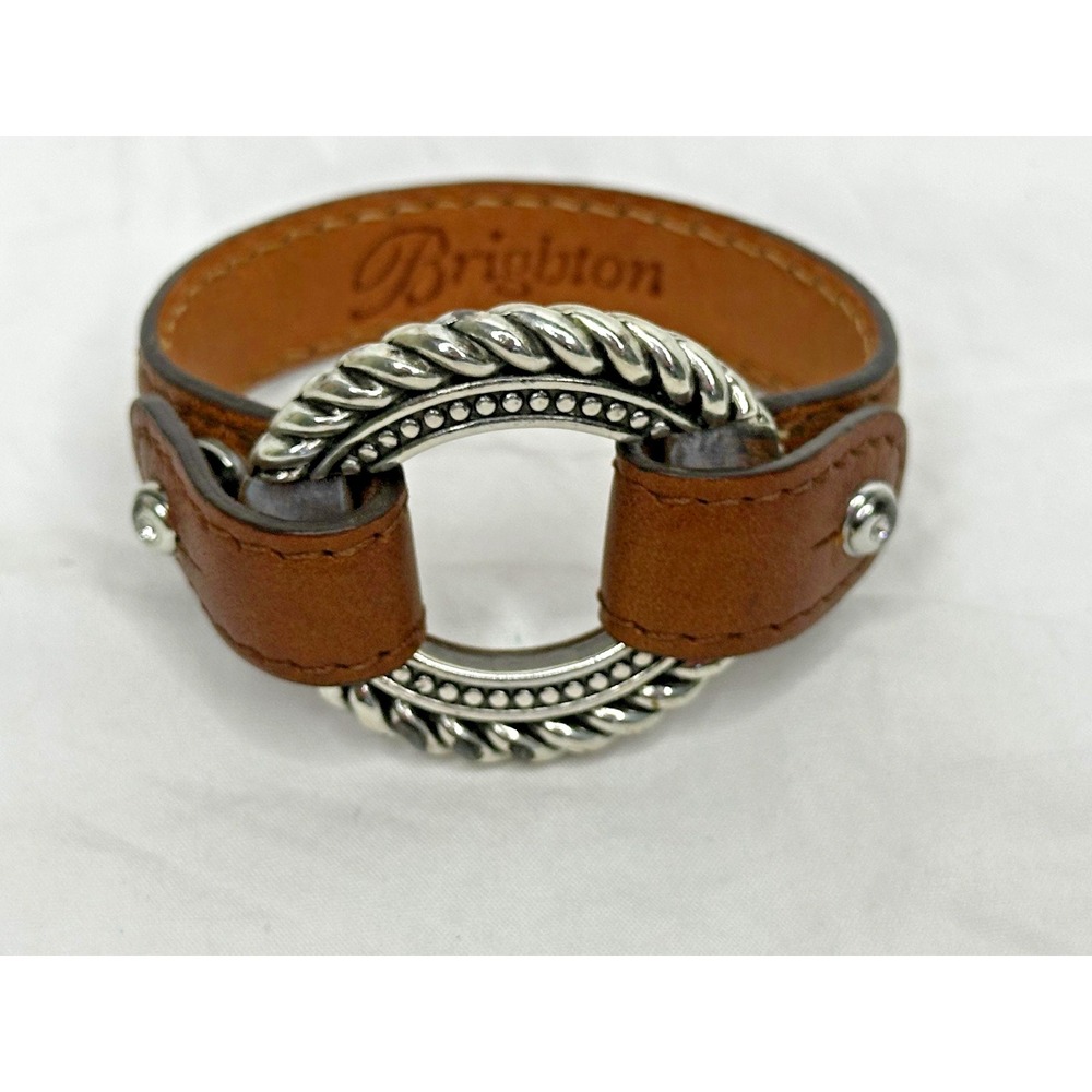 Brighton Bracelet Brown Leather Rope O Ring Rope Dot Detailed Edge Sz S M